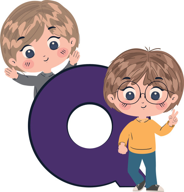 孤立的男孩卡通字母字母图片下载