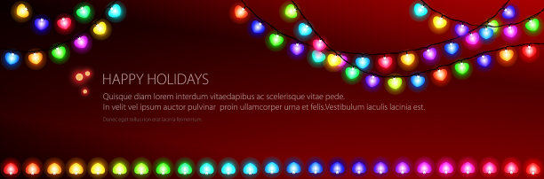 节日横幅与发光的心花环图片下载