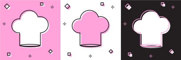 设置厨师帽图标隔离在粉红色和白色图片下载
