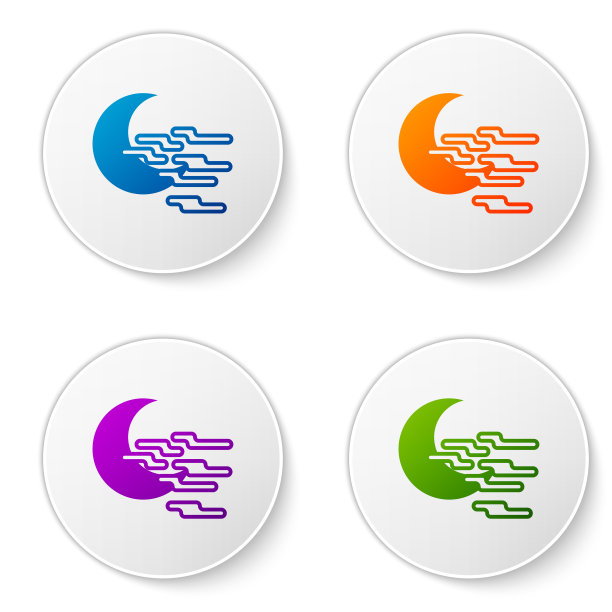 颜色雾和月亮图标孤立在白色图片下载