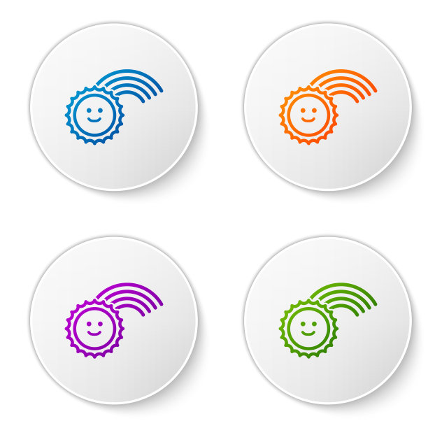 颜色彩虹与太阳图标孤立在白色图片下载