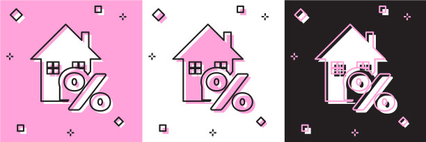 设置房子与百分比折扣标签图标孤立图片下载