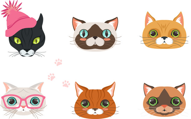 可爱的卡通猫和狗的嘴套图片下载