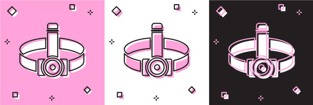 设置头手电筒图标隔离在粉红色和图片下载