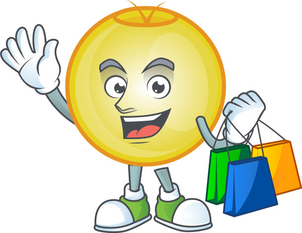 闪闪发光的金色圣诞球，上面有购物吉祥物图片下载