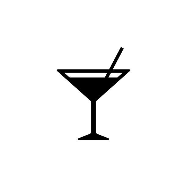 鸡尾酒图标，logo，白色背景上隔离图片下载