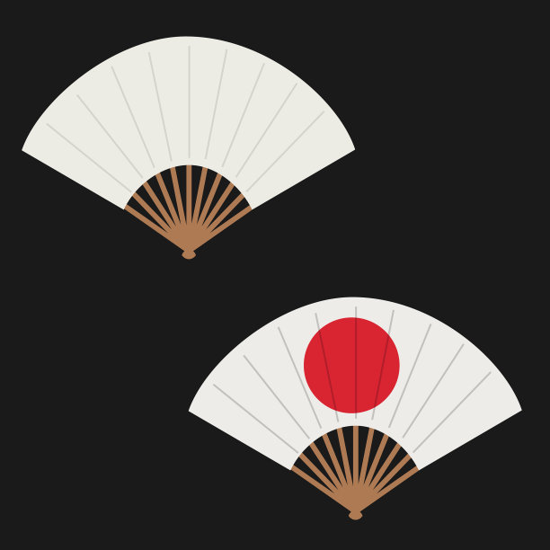 设置手扇装饰扇孤立在黑暗图片下载