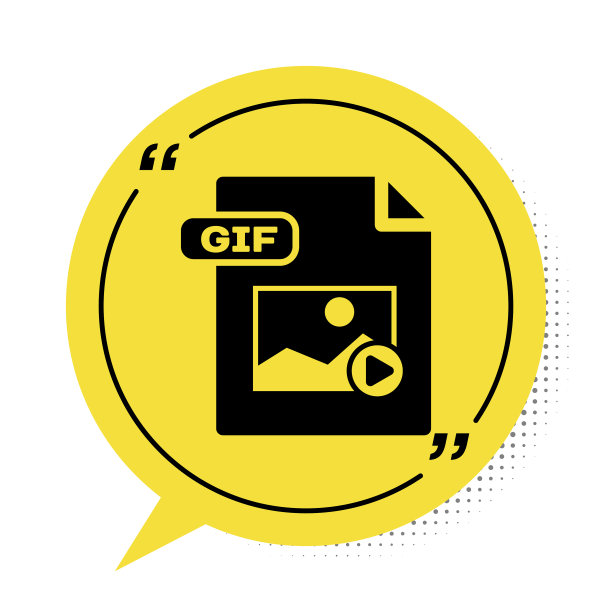 黑色GIF文件文件下载GIF按钮图标图片下载