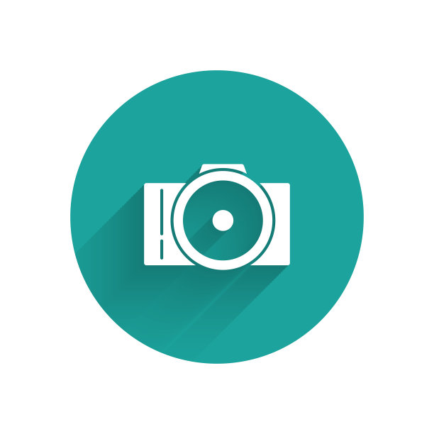 白色照片相机图标孤立与长阴影图片下载