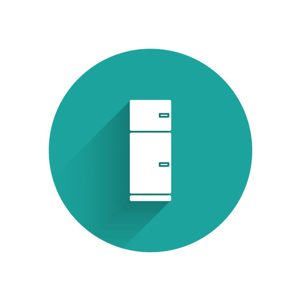 白色冰箱图标孤立与长影子图片下载