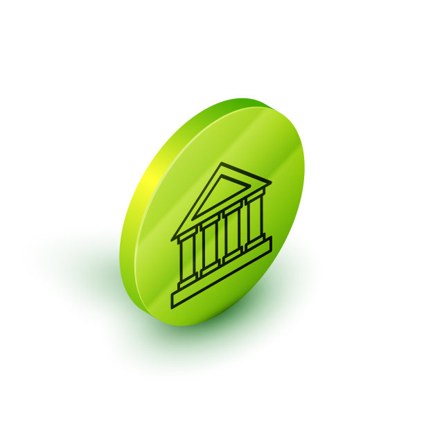 等距线法院大楼图标孤立图片下载