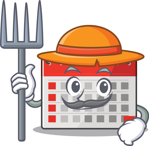 日历卡通以农民快乐的性格图片下载