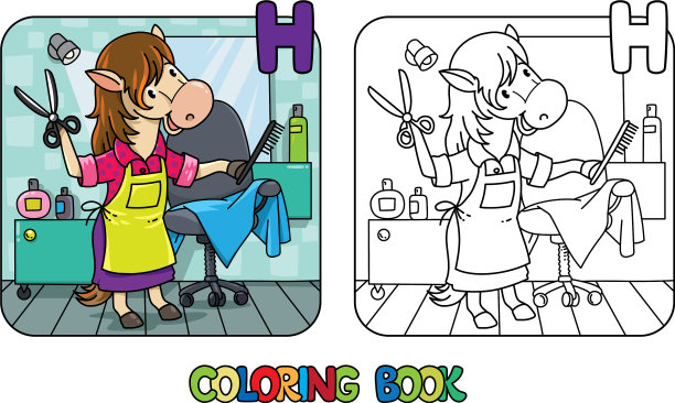 马美发师ABC着色书字母表h图片下载