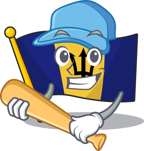 有趣的微笑国旗巴巴多斯卡通吉祥物玩图片下载