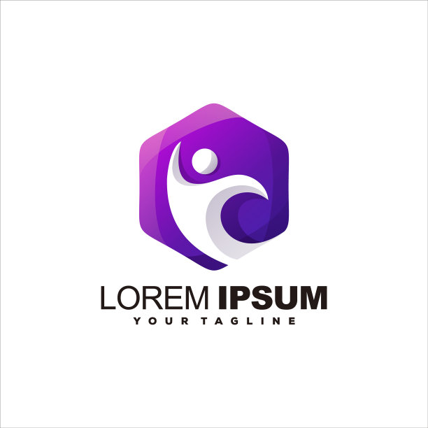 炫酷六边形人群Logo设计图片下载