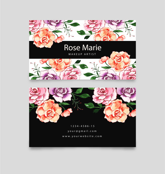 水彩花卉名片模板图片下载