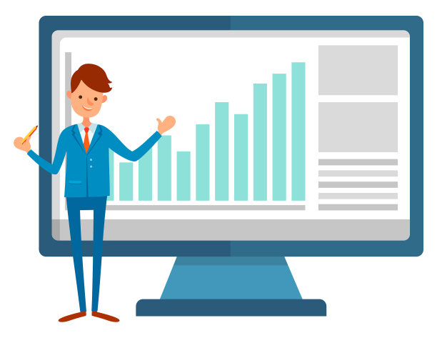 工作人员和监控人员的电脑上升曲线图片下载