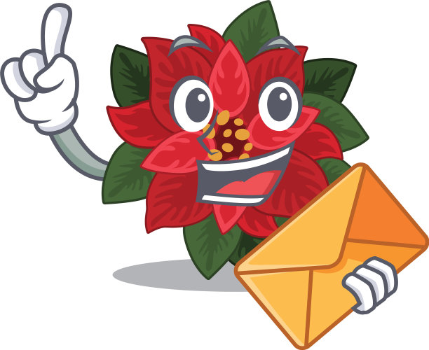 笑脸花一品红吉祥物卡通风格图片下载