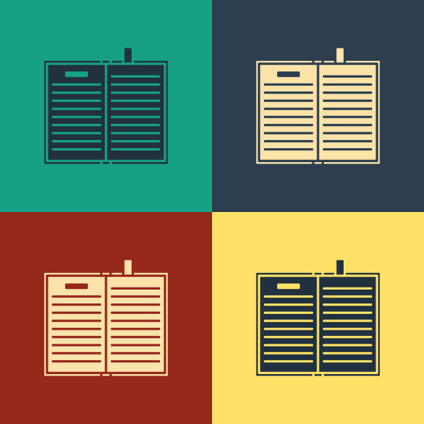 彩色打开科学书图标孤立的颜色图片下载