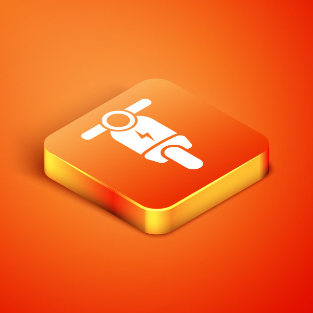 等距电动滑板车图标孤立在橙色上图片下载