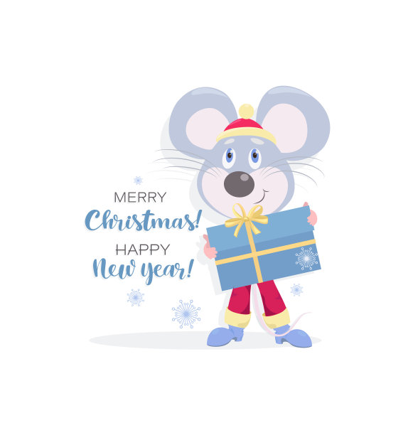 有趣的老鼠与礼物圣诞和新年图片下载