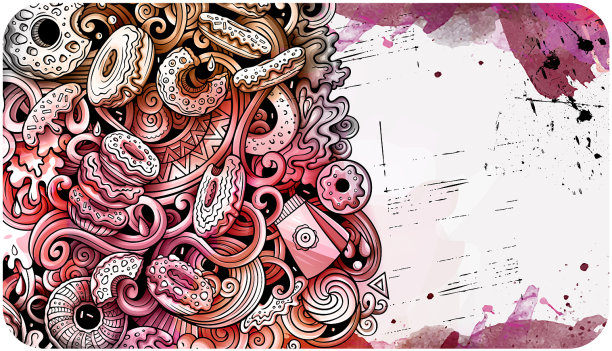 甜甜圈手绘涂鸦横幅卡通详细图片下载