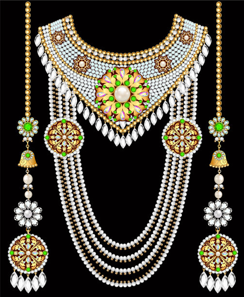 设置项链和耳环的婚礼女性图片下载