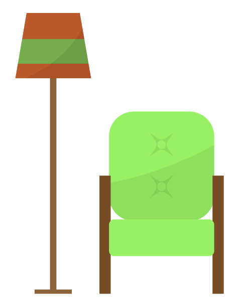 家庭扶手椅和台灯的家具和装饰品图片下载