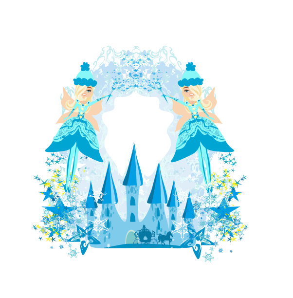 冬天的仙女和装饰的框架图片下载