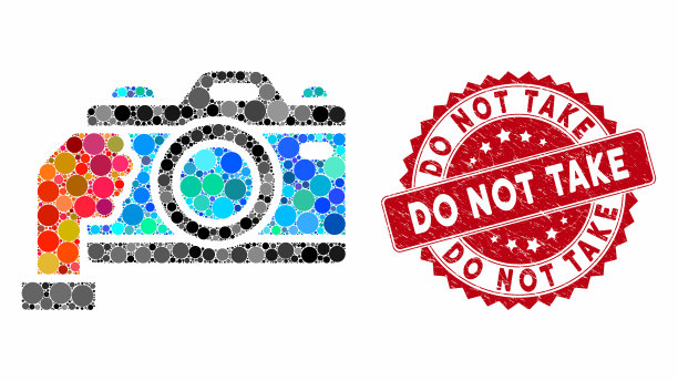 马赛克拿相机与垃圾不采取密封图片下载