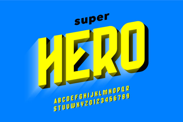 漫画风格字体设计超级英雄字母表图片下载