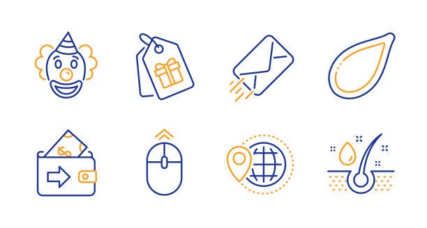 钱包电子邮件和世界旅行图标设置优惠券图片下载