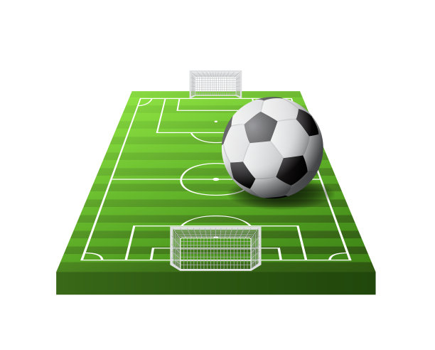3d足球场绿色的草地和白色的目标图片下载