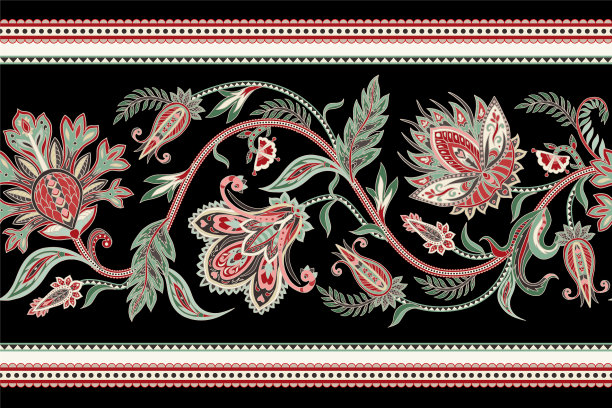 无缝边框与民族装饰元素图片下载