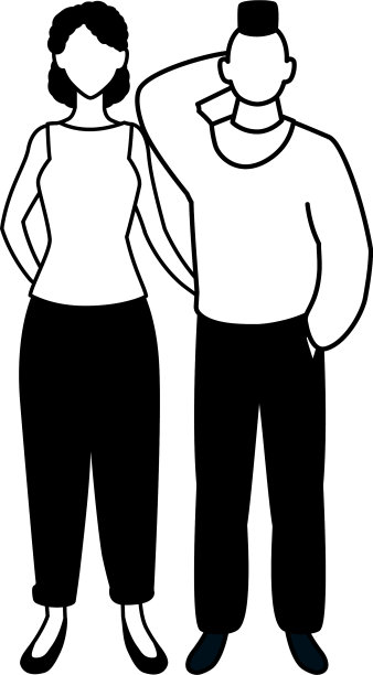 一对无名夫妇在白色背景下图片下载