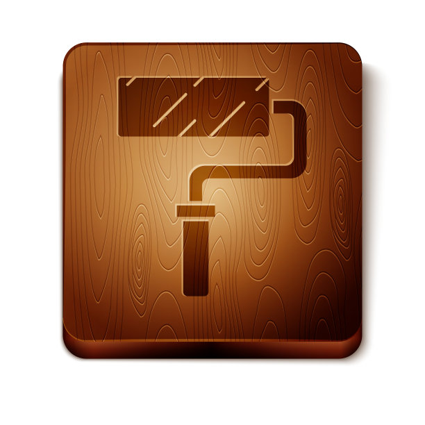 棕色油漆滚筒刷图标孤立在白色图片下载