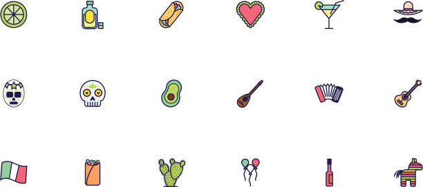 捆绑墨西哥文化设置图标图片下载