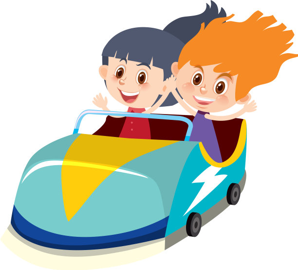 单人角色的孩子在赛车上的白色图片下载