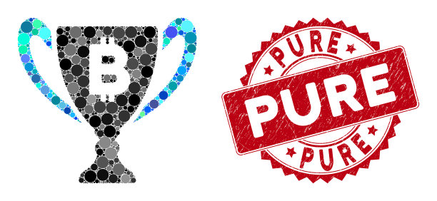 拼贴比特币奖励杯与垃圾纯密封图片下载