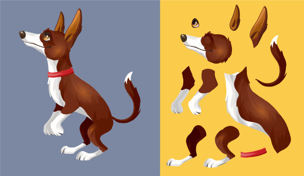 尤特滑稽的狗站在两条腿和玩棕色图片下载