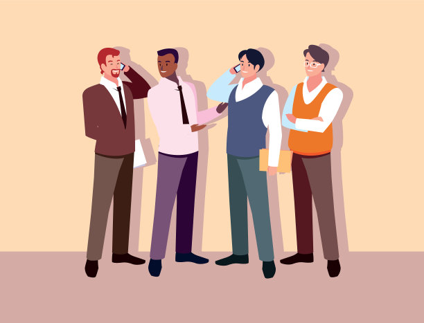 设置商人与各种各样的观点，姿势和图片下载