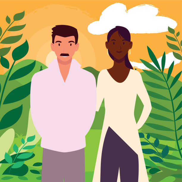 一对夫妇的背景景观图片下载