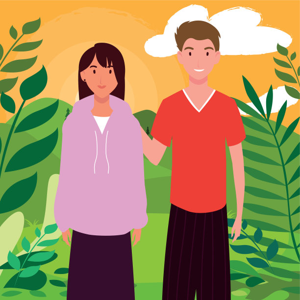 一对夫妇的背景景观图片下载