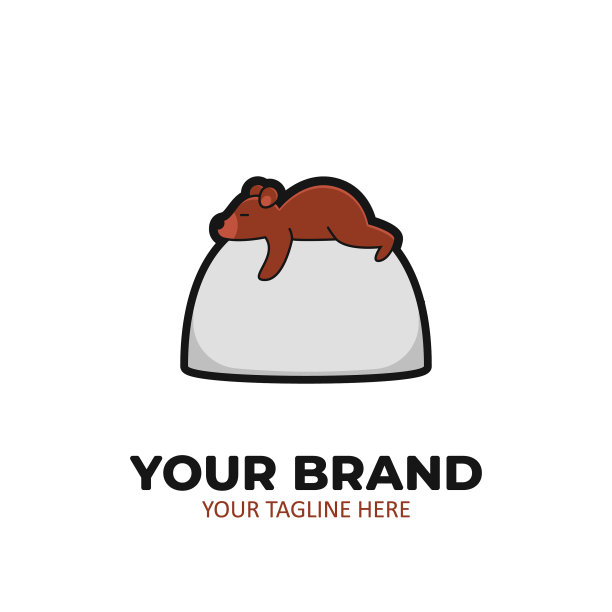 懒熊的标志熊在石头上睡觉图片下载