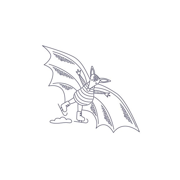 图标线条风格的蝙蝠着色书有趣图片下载