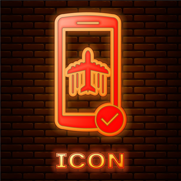 发光的霓虹灯飞行模式在手机图标图片下载