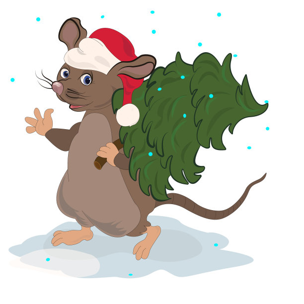有趣的是，一只老鼠扛着一棵圣诞树图片下载