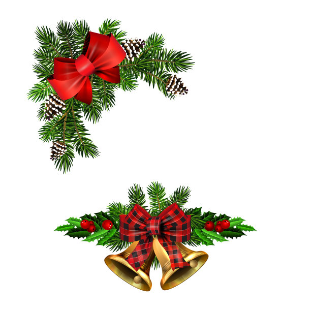 圣诞装饰用冷杉树金色的叮当声图片下载