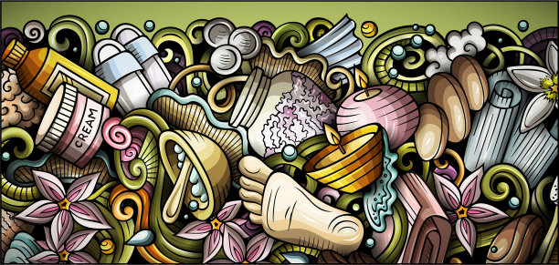 按摩手绘涂鸦横幅卡通详细图片下载