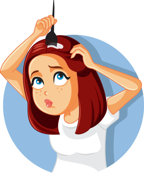 有趣的女人在家里染她的头发图片下载